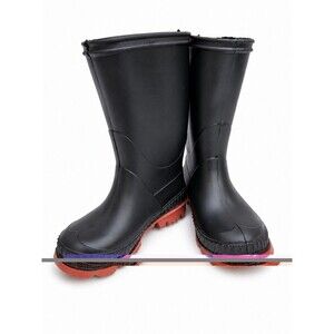 Toddler Rain Boots Size 7 Black Red Lug Sole Made in Canada New Without Box